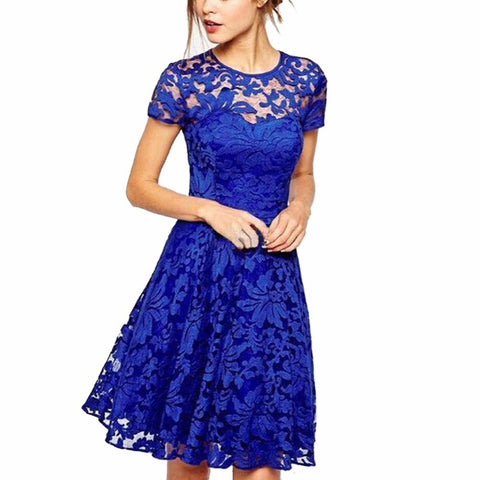Fashion Women Floral Lace Dress - Rushy