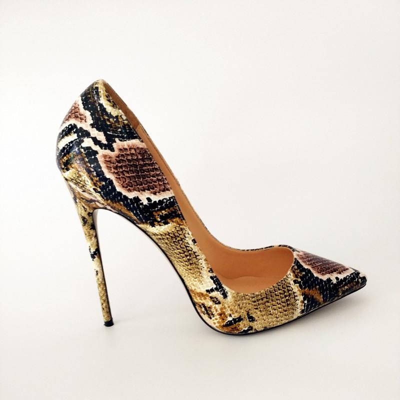 DorisFanny Snake Printed Leather Sexy stilettos high heels - Rushy