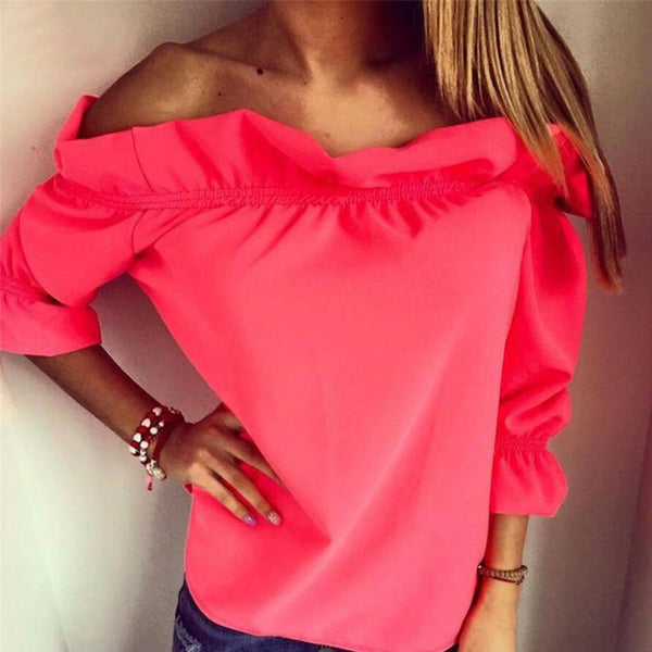 Fashion Women Blouse Puff Sleeve