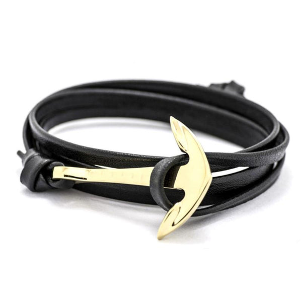 Leather Anchor Bracelets Silver plated