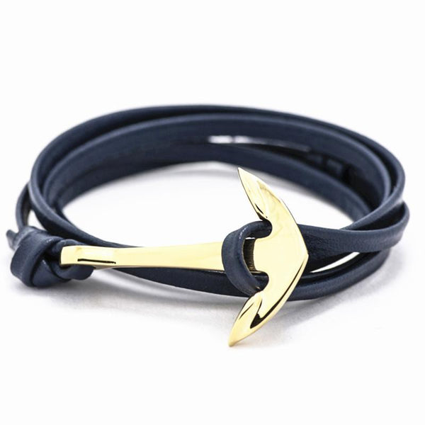 Leather Anchor Bracelets Silver plated