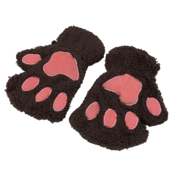 Woman Winter Fluffy Cat Gloves - Rushy