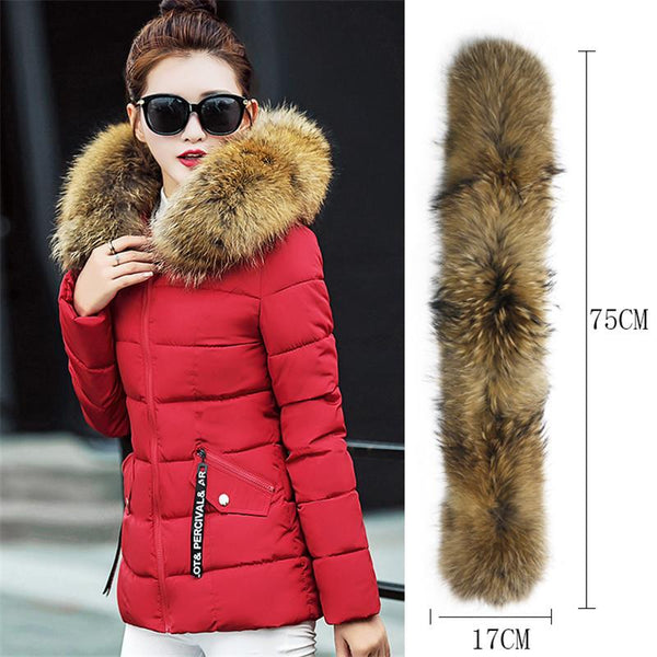 New 2017 Winter Jacket Women Real Large Raccoon Fur