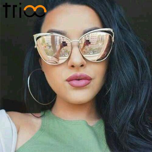 High Quality Cat Eye Female Gold Metal  Sunglasses