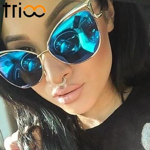 High Quality Cat Eye Female Gold Metal  Sunglasses