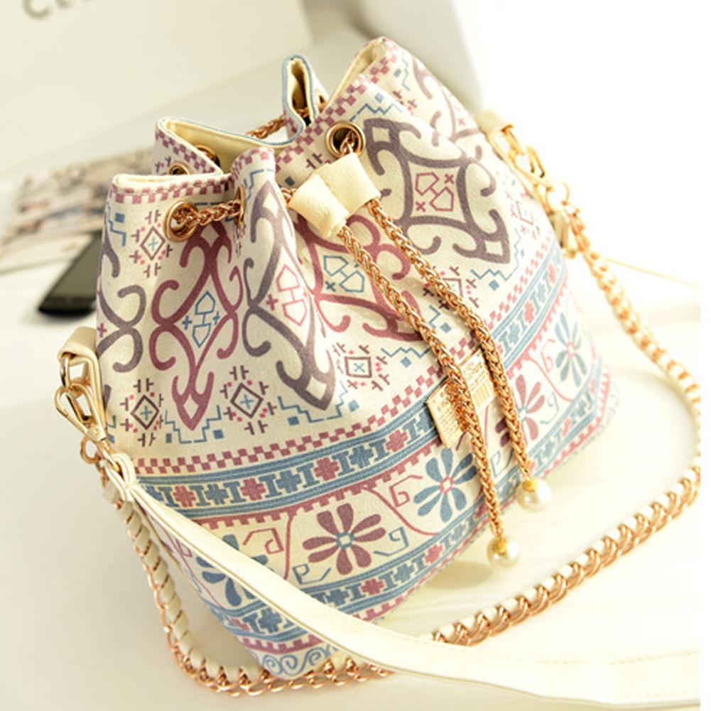 Bohemia Canvas Bucket Shoulder Handbag Women