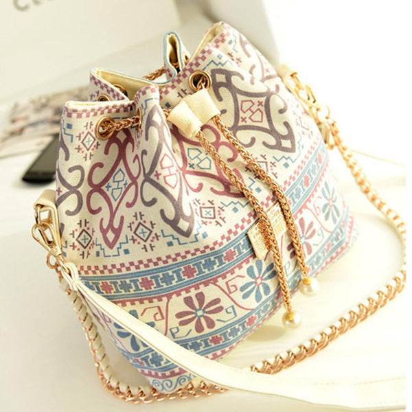 Bohemia Canvas Bucket Shoulder Handbag Women
