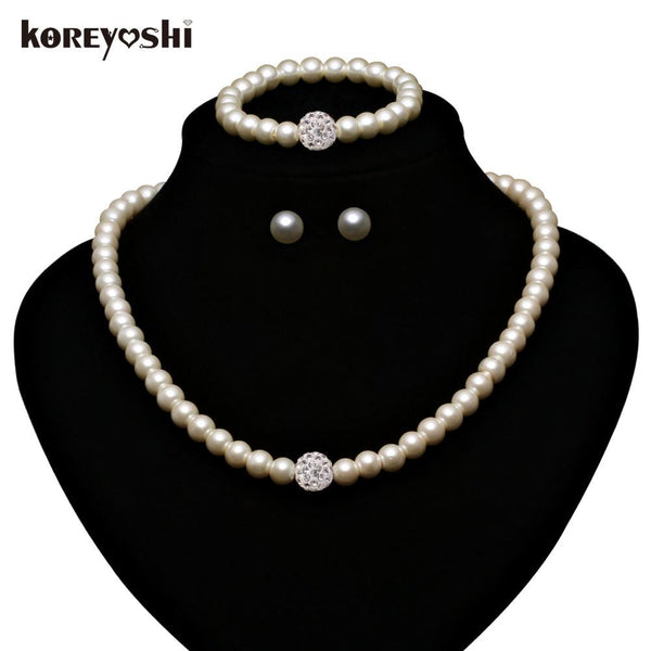2017 New Fashion Imitation White Natural Pearl Jewellery Set
