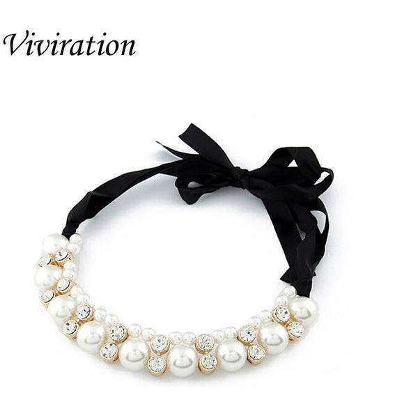 Popular Layered Simulated Pearl Necklace - Rushy
