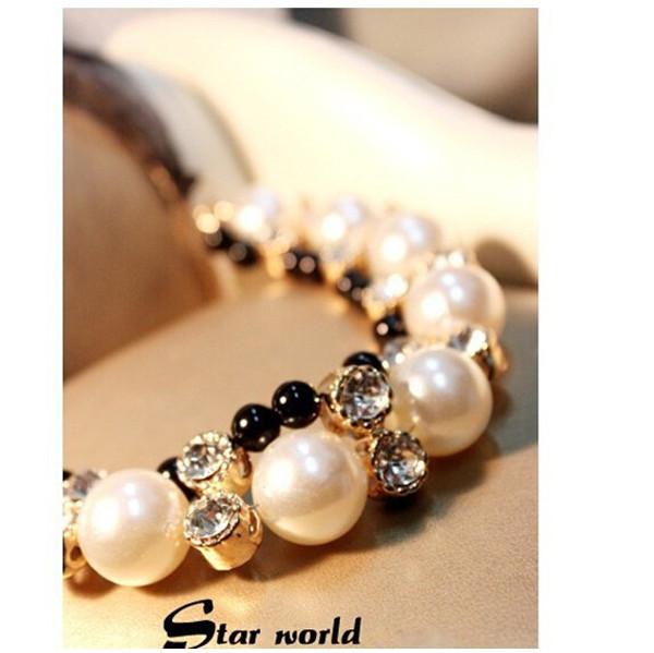 Popular Layered Simulated Pearl Necklace - Rushy