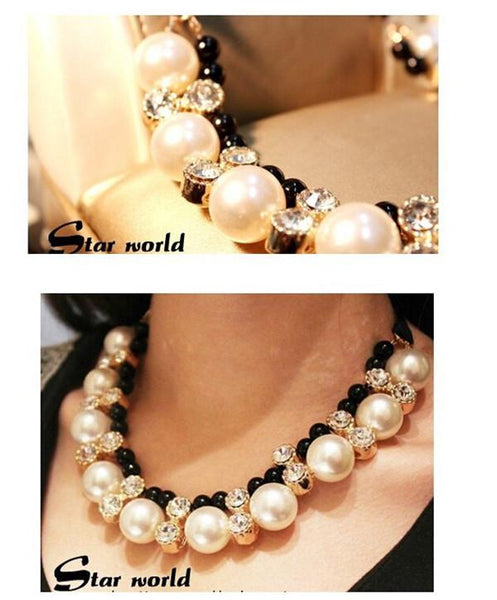 Popular Layered Simulated Pearl Necklace - Rushy