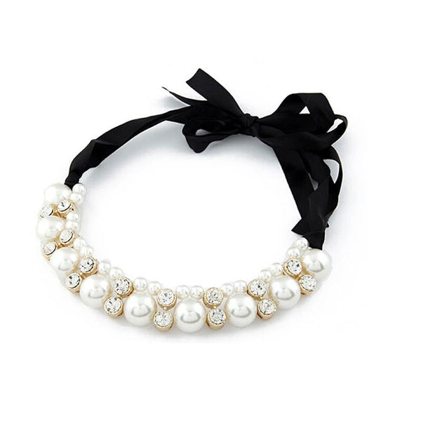 Popular Layered Simulated Pearl Necklace - Rushy