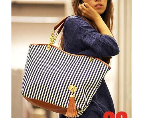 New Striped Canvas Women Shoulder Bags
