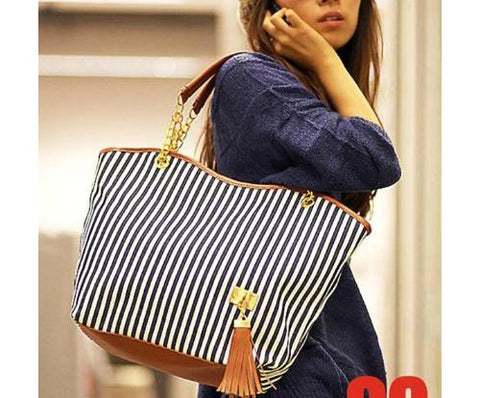 New Striped Canvas Women Shoulder Bags