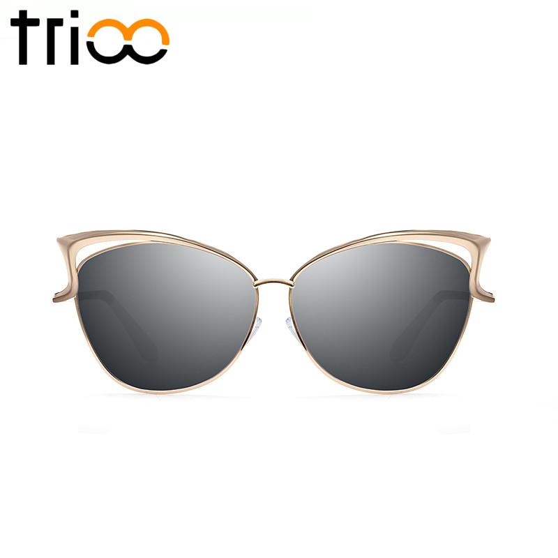 High Quality Cat Eye Female Gold Metal  Sunglasses