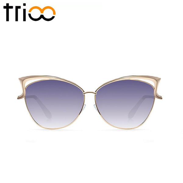 High Quality Cat Eye Female Gold Metal  Sunglasses
