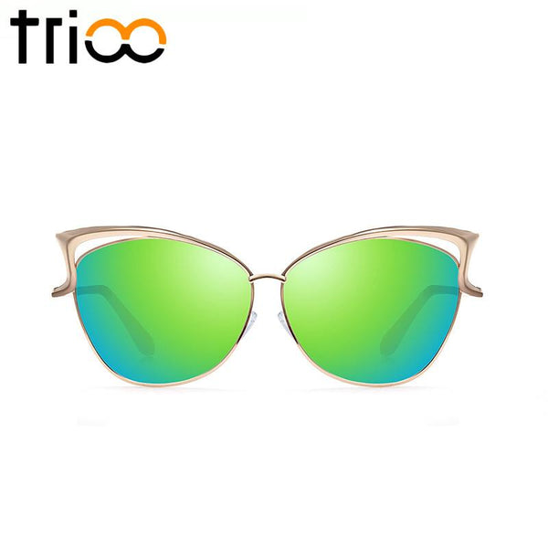 High Quality Cat Eye Female Gold Metal  Sunglasses