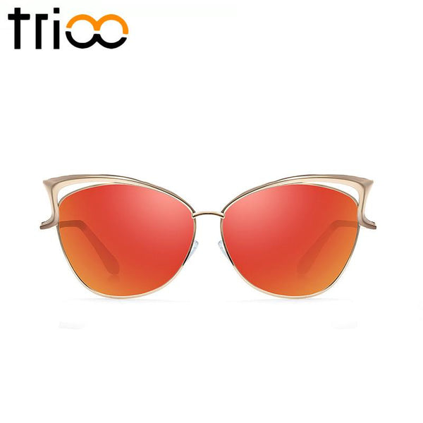 High Quality Cat Eye Female Gold Metal  Sunglasses