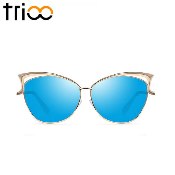 High Quality Cat Eye Female Gold Metal  Sunglasses