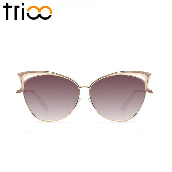 High Quality Cat Eye Female Gold Metal  Sunglasses