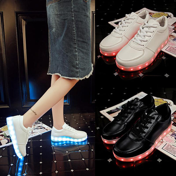 2017 LED Light Up Women White Black Shoes