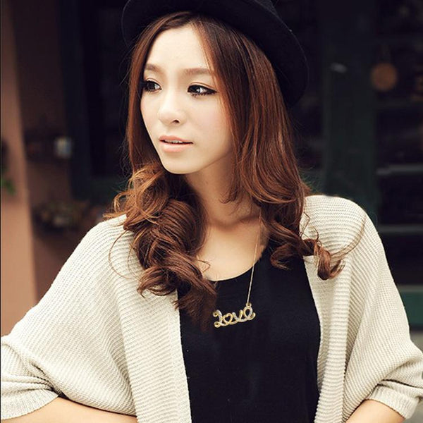 Charming Crystal Rhinestone Love Heart Gold Necklace