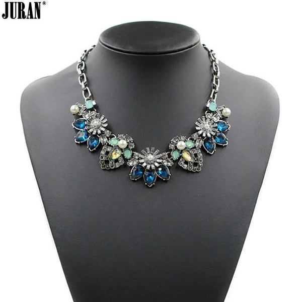 2016 Classic Vintage Crystal Flowers Elegant Necklace