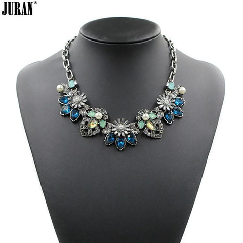2016 Classic Vintage Crystal Flowers Elegant Necklace