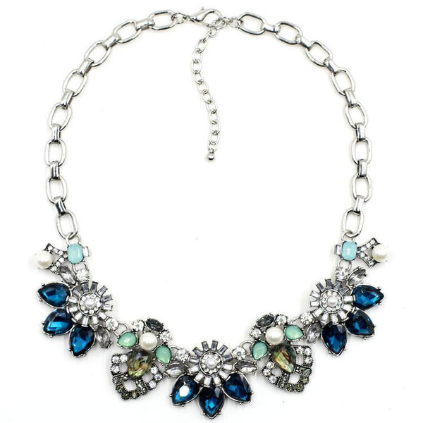 2016 Classic Vintage Crystal Flowers Elegant Necklace