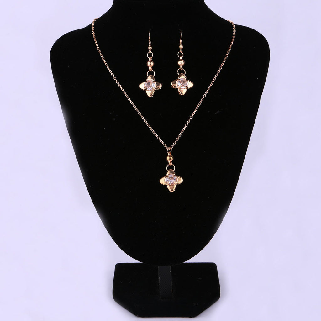 Jewelry Set Gold Plated Necklace and Earrings