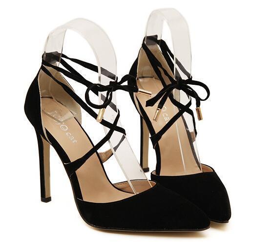 2017 New Style women's Lace Up high heels