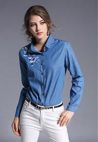 Autumn spring jeans blouse