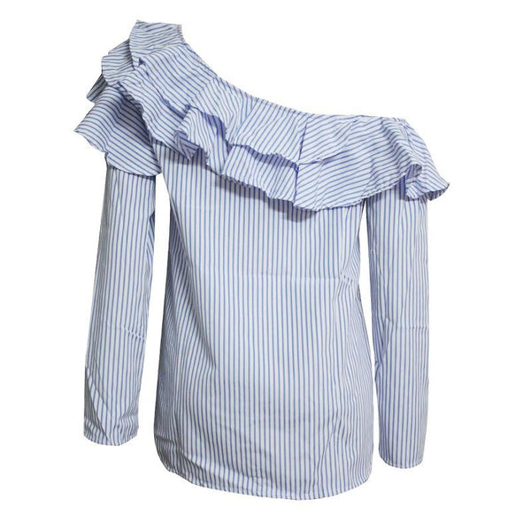 2017 Autumn One Shoulder Ruffles Blouse