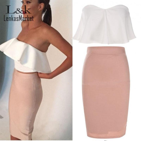 FANALA Crop Top And Skirt Set  Dress