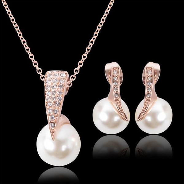 Fashion Necklace Earring Set Gold Plated