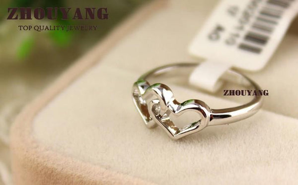 Top Quality Heart To Heart Ring  Rose / White Gold Plated - Rushy
