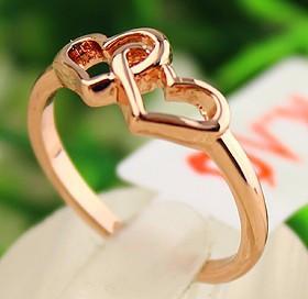 Top Quality Heart To Heart Ring  Rose / White Gold Plated - Rushy