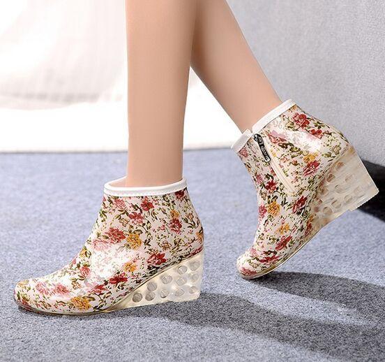 Fashion Women Wedge Rain Boots