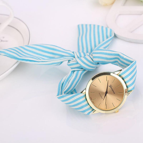Casual Stripe Fabric Bracelet Watch 3 Colors