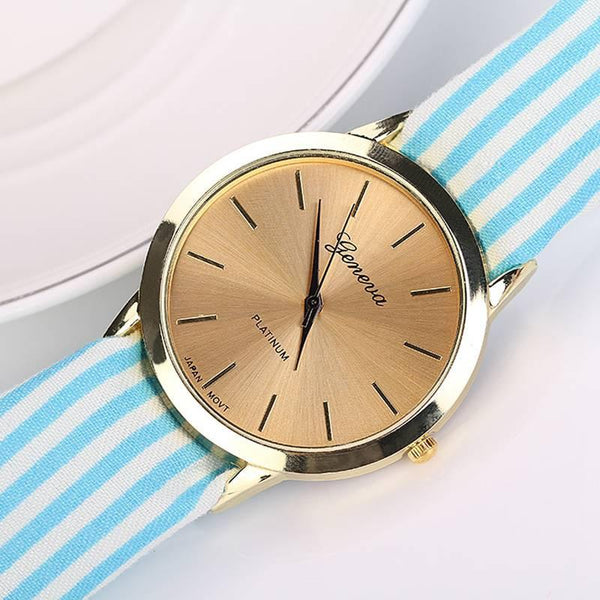Casual Stripe Fabric Bracelet Watch 3 Colors