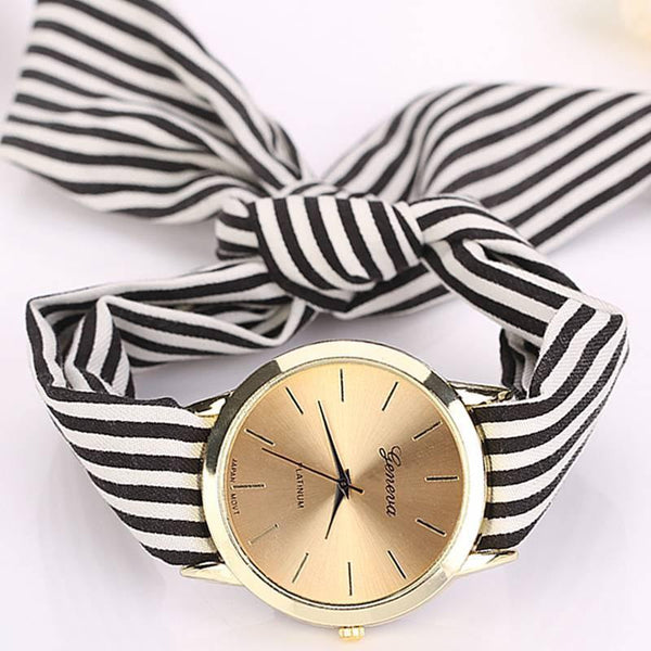 Casual Stripe Fabric Bracelet Watch 3 Colors