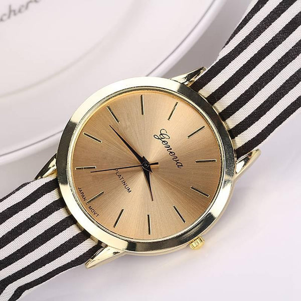 Casual Stripe Fabric Bracelet Watch 3 Colors