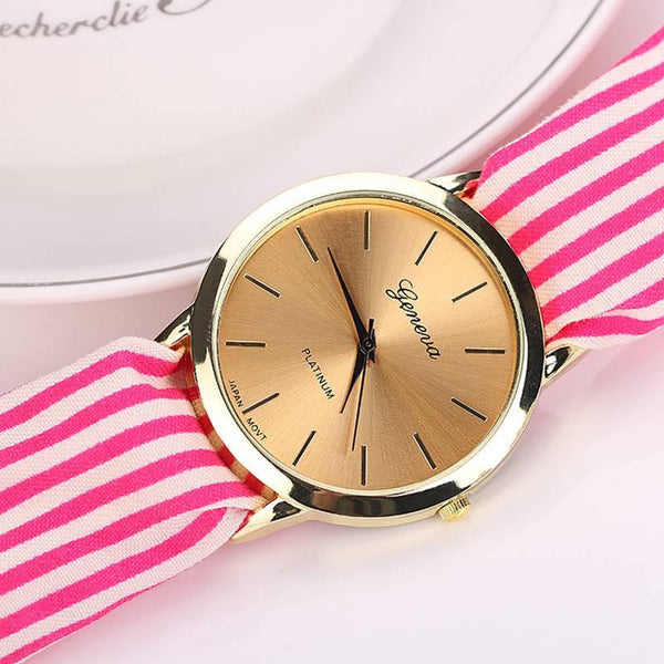 Casual Stripe Fabric Bracelet Watch 3 Colors