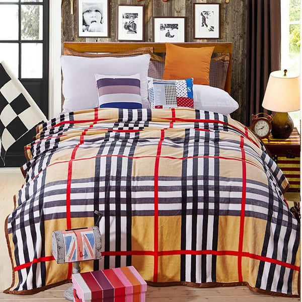 Queen/King Bed England Plaid Flannel Blanket