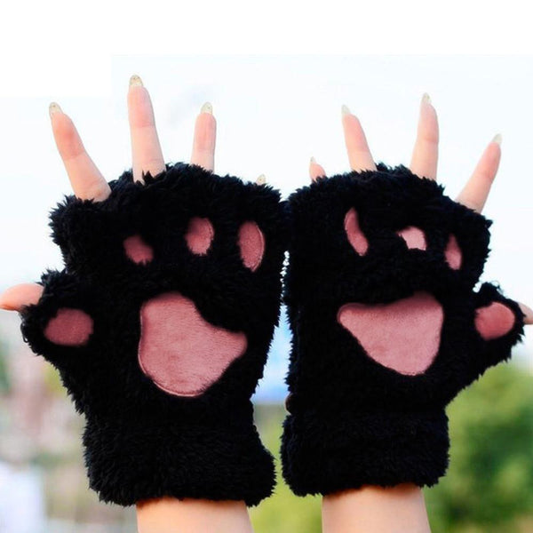 Woman Winter Fluffy Cat Gloves - Rushy