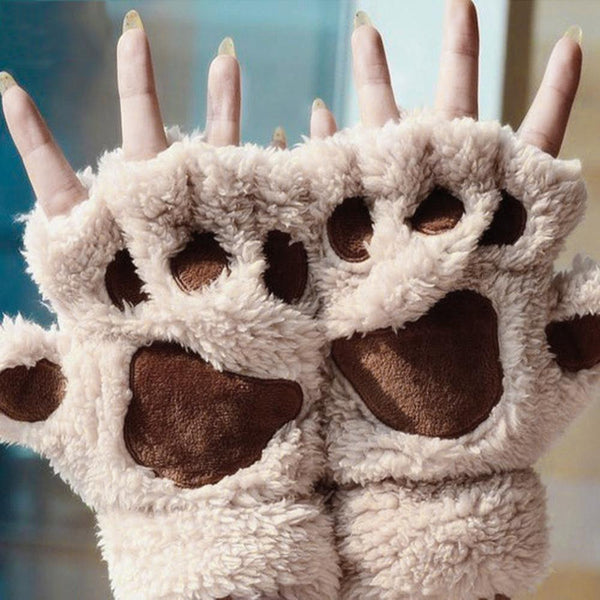 Woman Winter Fluffy Cat Gloves - Rushy