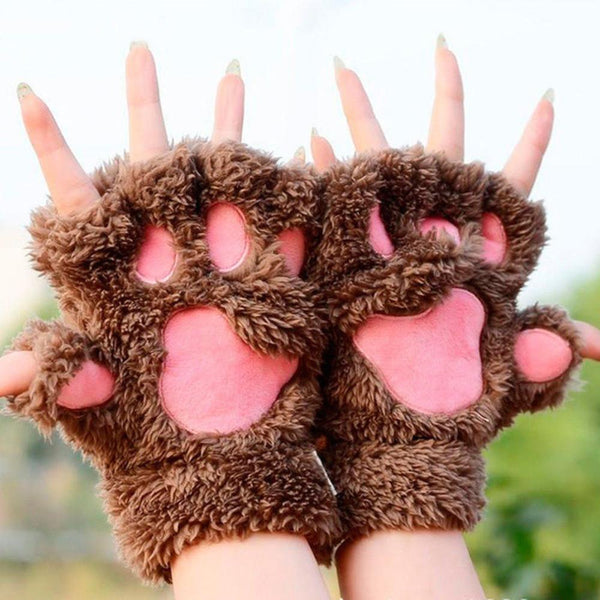 Woman Winter Fluffy Cat Gloves - Rushy