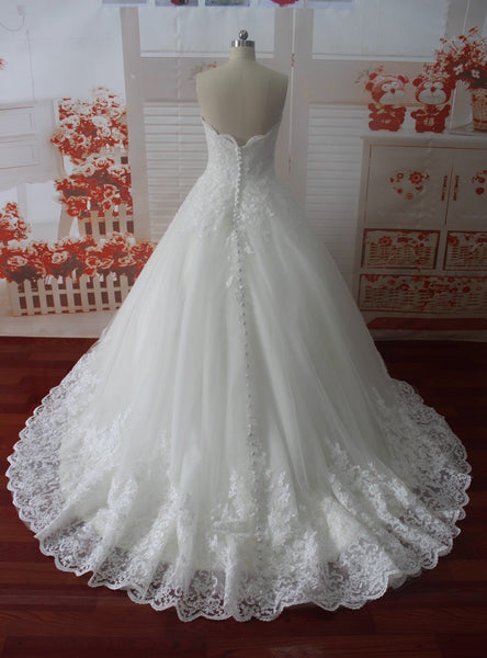 Classy Victorian Bright White Wedding Dress