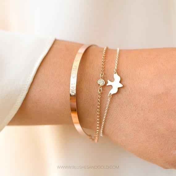 Tiny Peace Dove Flying Birds Bracelet