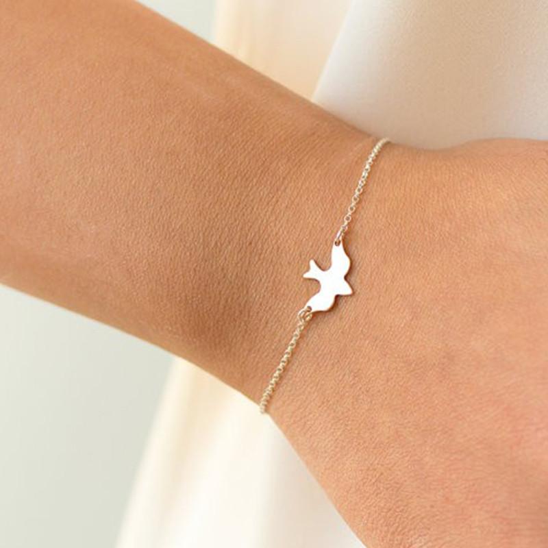 Tiny Peace Dove Flying Birds Bracelet
